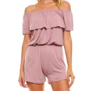 Mauve Off Shoulder Romper